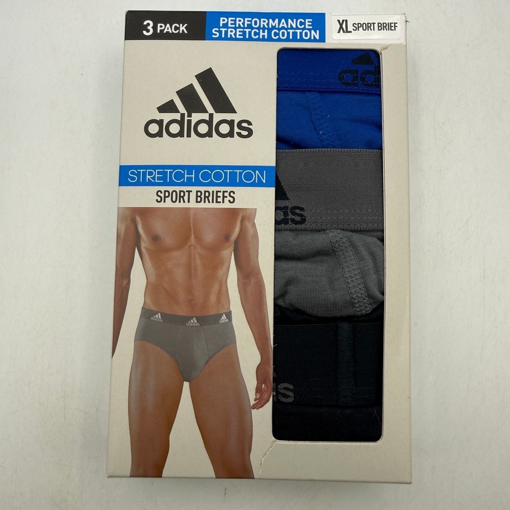 Adidas Sport Briefs Mens Size XL Blue Grey Black Performance IR0836 3 Pack